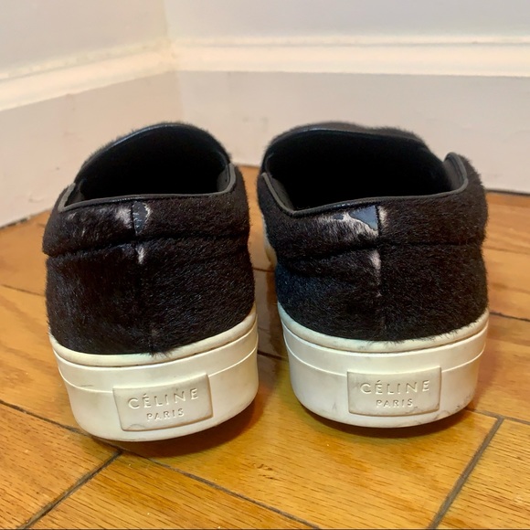 Celine Faux Fur Pull On Trainers, Black - Picture 3 of 5